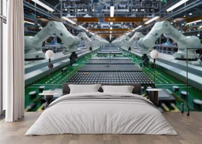 Automated Assembly Line with Robotic Arms Wall mural