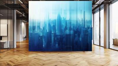 Cityscape in Blue Hues Wall mural