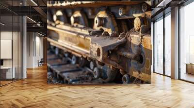 Closeup of a Crawler Tractor Track Wall mural