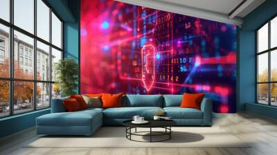 Digital Security Shield Wall mural