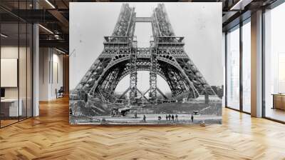 Eiffel Tower Construction Wall mural