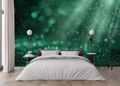 Emerald Green Glitter Background Wall mural