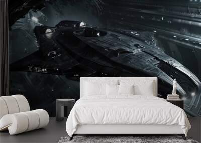 Futuristic Spaceship in a Hangar Wall mural