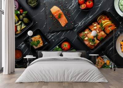 Healthy Salmon Meal Prep Wall mural