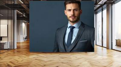 Portrait of a Confident Man in a Suit and Tie Wall mural