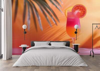 Summer Cocktail with Palm Leaf Shadow Wall mural