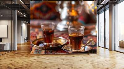 Two Glasses of Tea on a Traditional Rug Wall mural