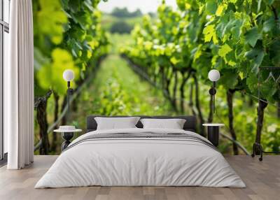 Vineyard Rows in Summer Wall mural