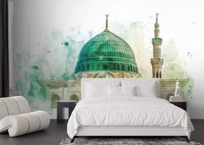 Watercolor Mosque Painting Wall mural