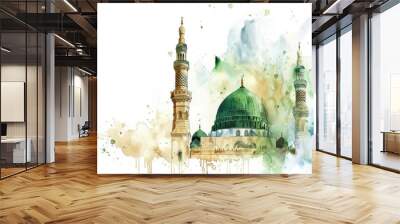 Watercolor Painting of the Prophet's Mosque Wall mural