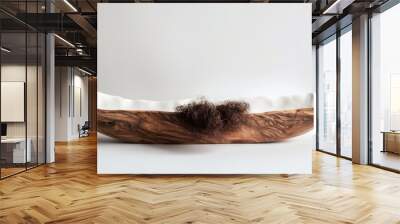 Wooden Bowl with Fabric and Hair-Like Material Wall mural