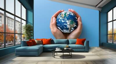 Colorful hand as unity, humanity in differs difference, concept of heal the world, banner for healing the nature and the world Wall mural