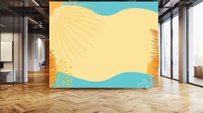 summer panorama, abstract illustration with jungle exotic leaves, colorful design, summer background and banner template Wall mural