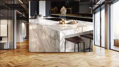 Imagine the elegance of a modern kitchen with marble countertops  Wall mural