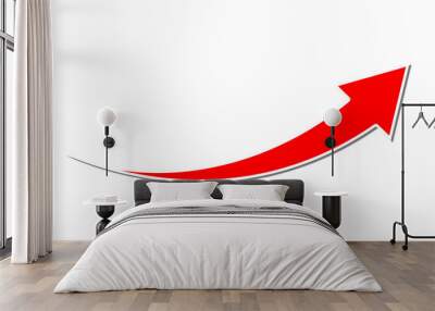 red arrow curve graph isolated on transparent background Wall mural