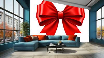 A beautiful red bow for gift wrapping on transparent background Wall mural