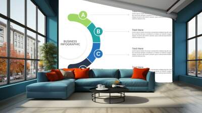 4 Steps or Option. Infographic semi circle design template to success. Diagram, Annual report, Quarter, Banner, Business presentation and Organization. Vector illustration. Wall mural