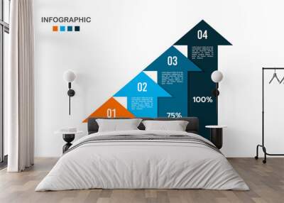 4th Quarter Infographic growth report template. Business presentation. Vector illustration. Wall mural