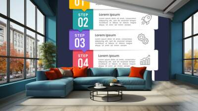 5 options or steps. Vertical infographic menu list design. Business presentation, Report, Planning, and Strategy. Vector illustration. Wall mural