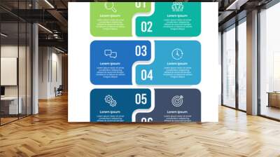 6 alternating vertical infographic options design template. Business presentation, Banner, Brochure, Poster and Planning. Vector illustration. Wall mural