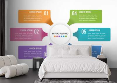 6 Options infographic design template. Infographic process. Business presentation. Vector illustration. Wall mural