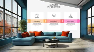 Business infographic 3 process or options to success. Annual report, Business presentation, Planning and Workflow. Vector illustration. Wall mural