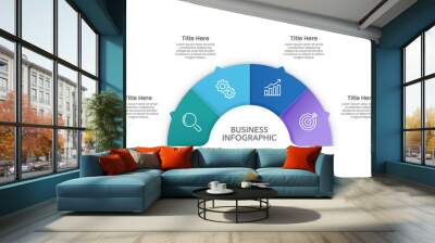 Business visualization infographic semi circle design template with 4 options or steps. Business presentation, Report, Banner, and Planning. Vector illustration. Wall mural