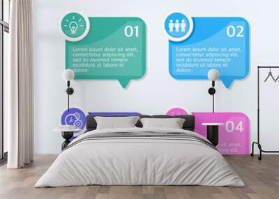 Infographic 4 steps options colorful, popups message Wall mural