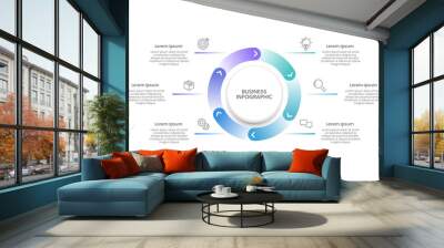 Infographic cycle process. 6 steps to success. Business Presentation , Report, Marketing, Project and Planning. Vector Illustration. Wall mural