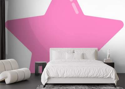 Shiny pink star icon on white background isolated on white background. Wall mural