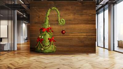 christmas tree abstract artistic decoration over grunge wooden b Wall mural