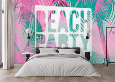 Tropical Background with Palm Tree - Vector Illustration Wall mural