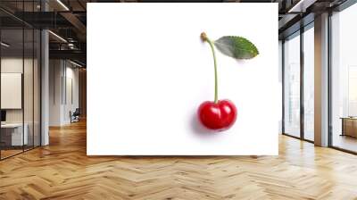 Ripe red cherries isolated on white background Wall mural