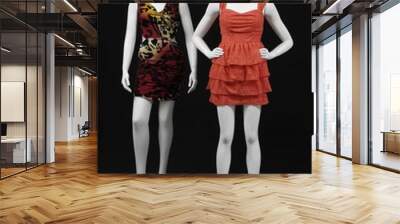 two mannequin colorful dress and isolated on black Wall mural