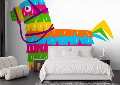 Mexican pinata. Traditional holiday item. Stylized illustration for celebration Cinco de Mayo. Wall mural