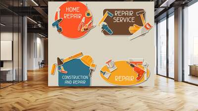 Repair and construction stickers set with working tools. Wall mural