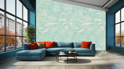 Seamless wave hand drawn pattern. Abstract vintage background. Wall mural