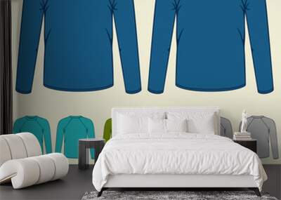 Set of colored long sleeve shirts templates for men Wall mural