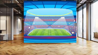 Soccer stadium during sports match. Football arena field Wall mural