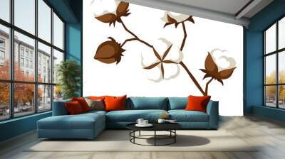 Stylized illustration of cotton branch. Image for design or decoration. Wall mural