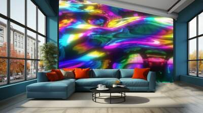 Abstract Iridescent Rainbow Bubble Blobs Float Flowing Liquid Fluid - Abstract Background Texture Wall mural