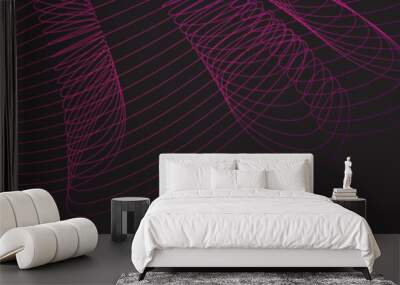 Abstract black background with purple lines Wall mural