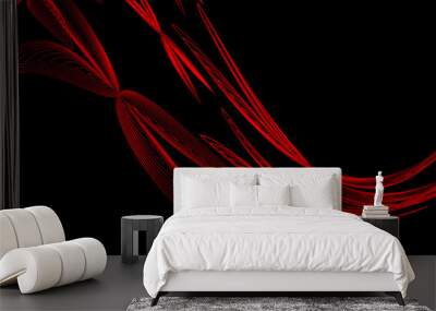 Modern black background with red lines Wall mural