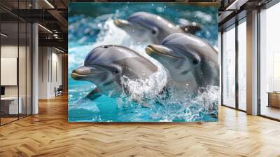 Dolphins on the Water Surface  Wall mural