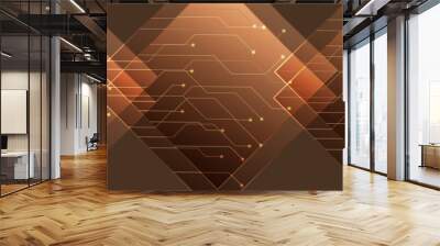 Square rectangle on bronze and brown background. Brown light moveing for overlay element. 3D illustration rendering. Wall mural