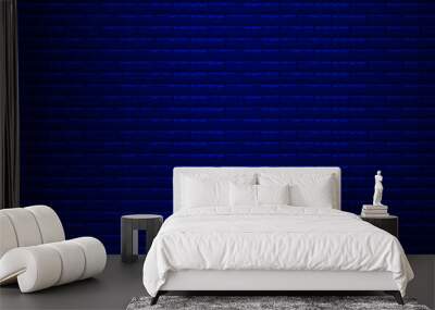 Abstract block bricks background, dark blue background Wall mural