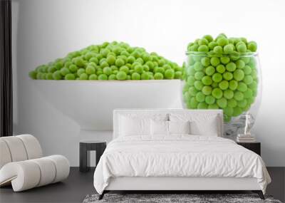 Dried Green Peas on White Background Wall mural