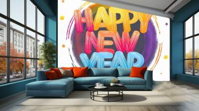 happy new year celebration design Wall mural