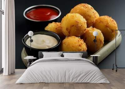 Indian traditional fried dish cheese ball pakora or pakoda Wall mural