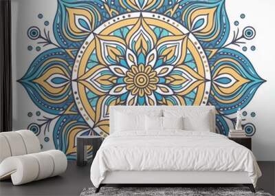 Mandala art design also called rangoli, decorative elements on white background Wall mural